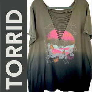 Torrid 2X Green Ombré Slash Tee – Golden Day Graphic, Edgy & Soft!